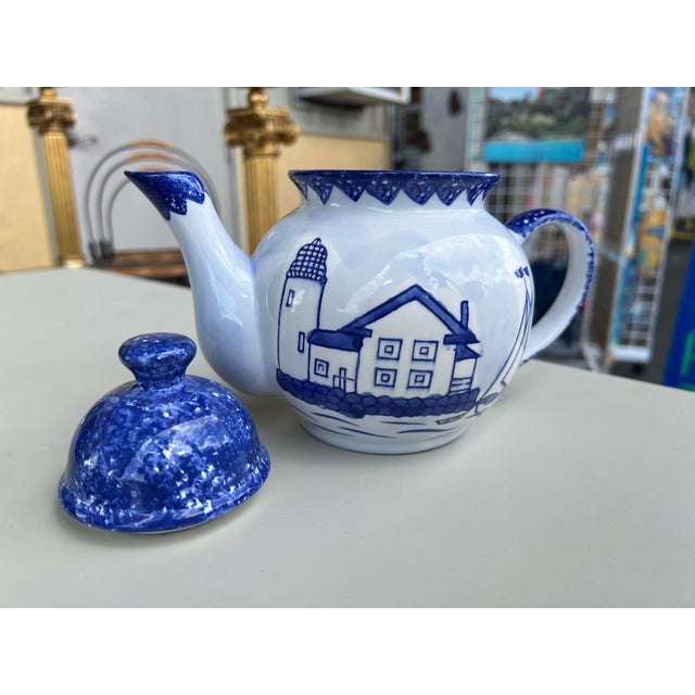 Nautical Vintage Ceramic Tea Pot Nantucket For Sale - Image 3 of 7