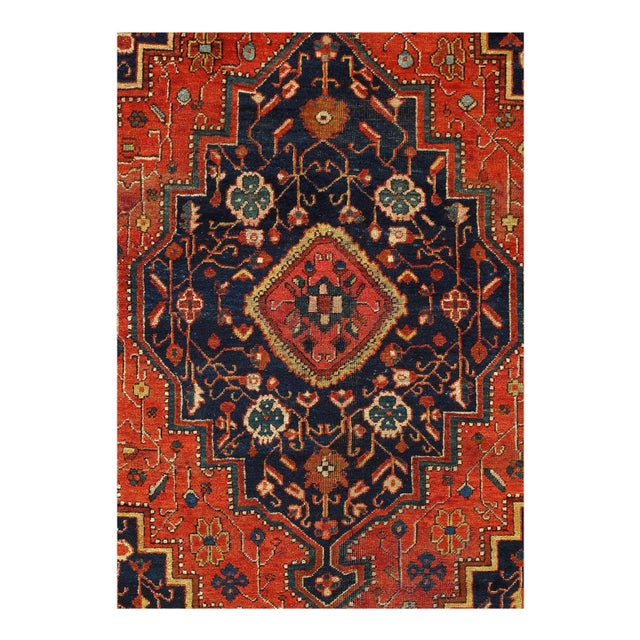 Beautiful Antique Rust Background Farhan Persian Rug D11599, Country of Origin / Rug Type: Persian Rug, Circa Date: 1900 –...