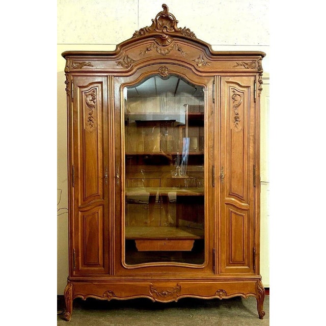 Louis XV Rococo Style Bookcase in Carved Walnut For Sale - Image 5 of 6