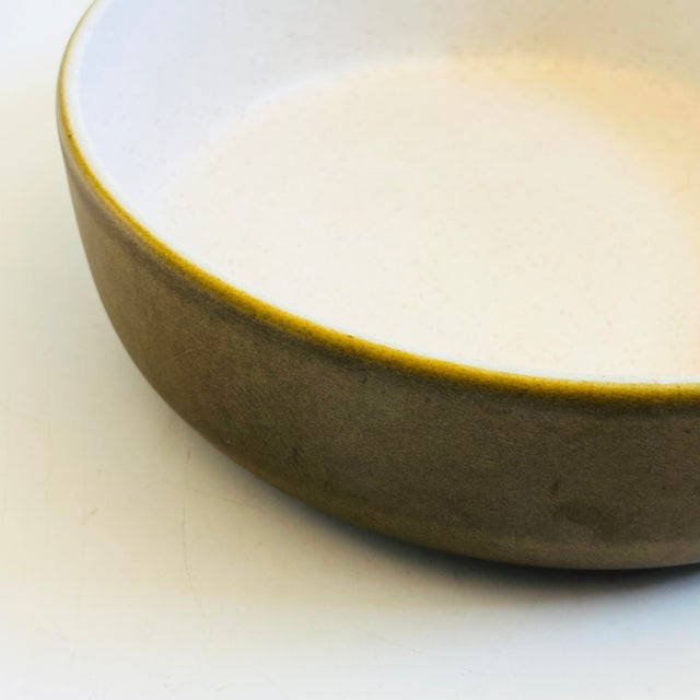 Vintage Olive Green Ceramic Serving Bowl For Sale - Image 4 of 7