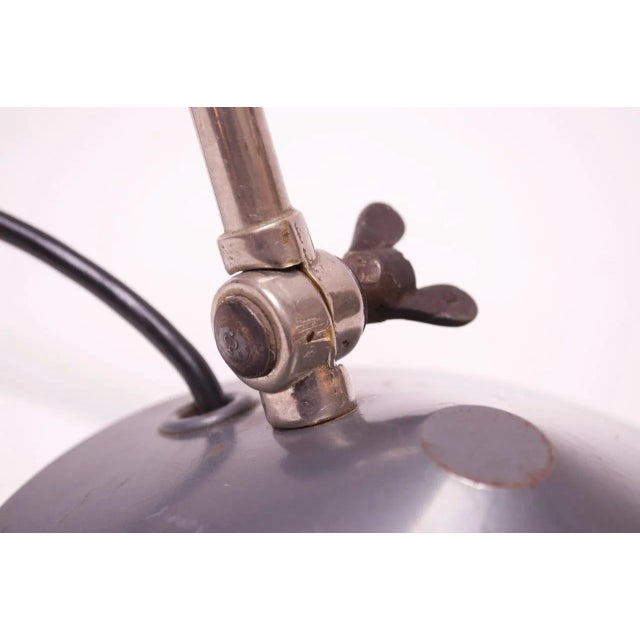 Dutch Chrome and Painted Gray Metal Task Lamp with Oversized Shade by Hala For Sale - Image 9 of 13