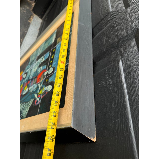 Wood Women Playing Instruments Framed Tile Art by Harris Strong 1950s For Sale - Image 7 of 10