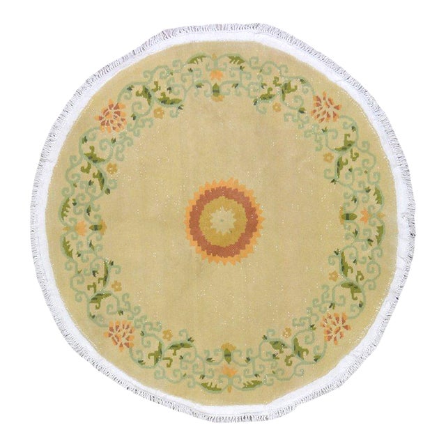 Vintage Chinese Art Deco Hand Knotted Wool Rug, 05' For Sale