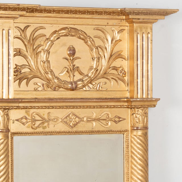Early 19th Century Early 19th Century Swedish Gold Giltwood Mirror With Laurel Wreath Crest For Sale - Image 5 of 14