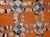 Orange Patchwork Quilt Double Wedding Ring Hand-Pieced Reverse Scalloped Edge For Sale - Image 4 of 9
