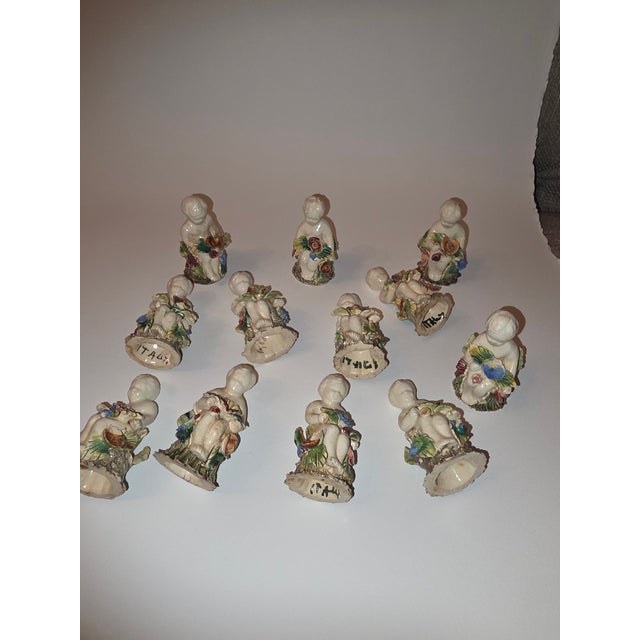 Beautiful Antique Italian Capodimonte Figural Place Card Holders 12 For Sale - Image 10 of 11