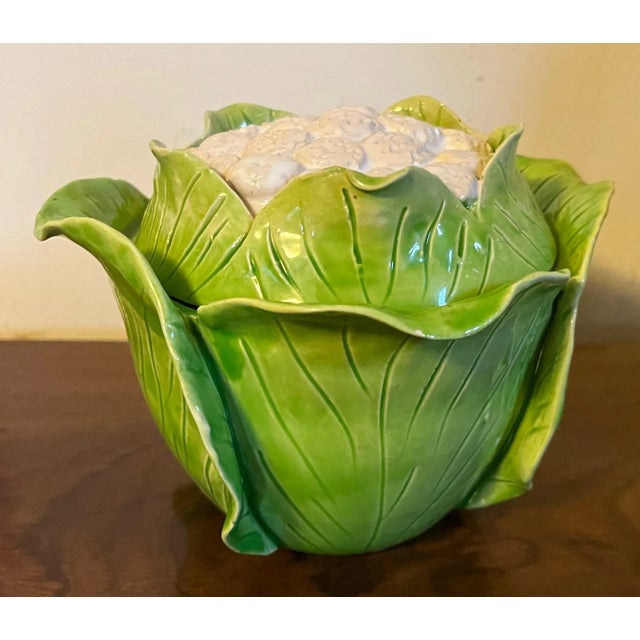 Ceramic 1960s Jean Roger, Paris Lettuceware Porcelain Cabbage Cauliflower Tureen or Box For Sale - Image 7 of 13