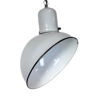 Industrial Grey Enamel Factory Pendant Lamp, 1960s For Sale