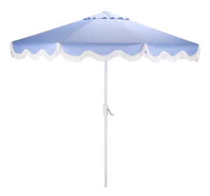 Torsa 9 Ft Crank Umbrella, Baby Blue/White Pole