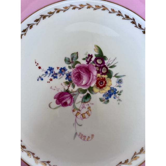 1950s Mid-20th Century Royal Doulton Pink & Gold Scalloped Dinner Plates - Set of 12 For Sale - Image 5 of 12