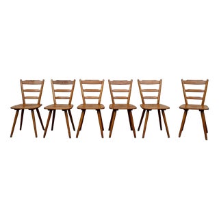 Scandinavian Style Bistro Chairs in Beech Wood from Bombenstabil, 1950s, Set of 6 For Sale