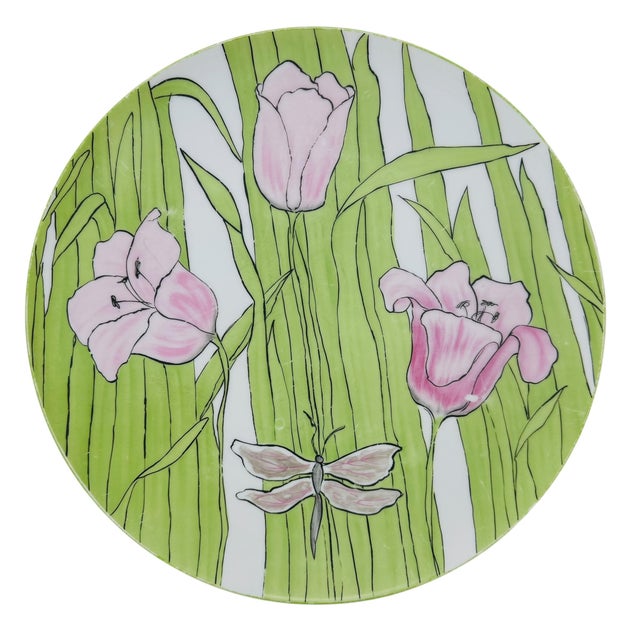 Vintage 70s Franci Villa Vanilla Palm Beach Dinnerware Set | 4 Dinner Plates & 2 Mugs | MCM Floral Ceramic Taste Setter Collection for Amm For Sale - Image 14 of 17