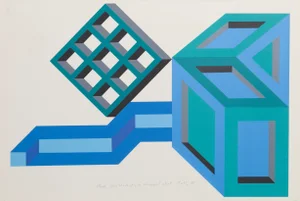 Michael Challenger, "His Black Eyes Snapped Shut" Op Art Screenprint