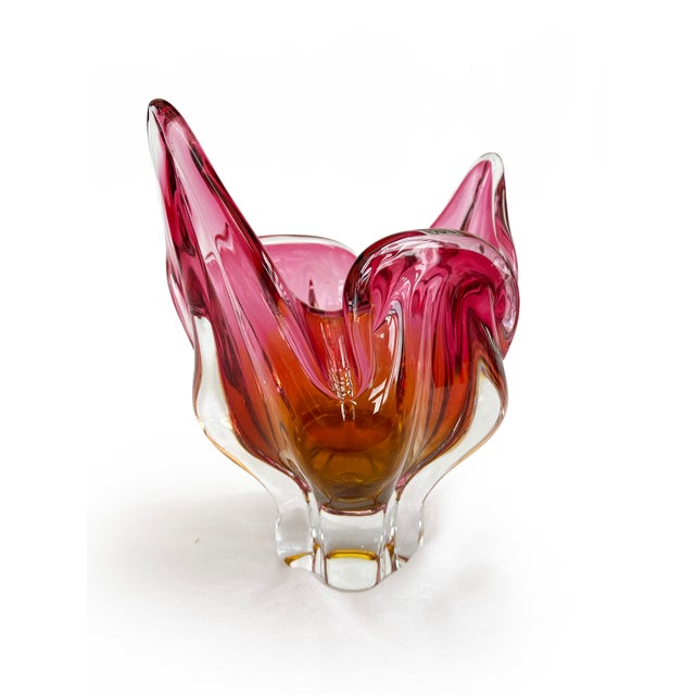 Sommerso Pink and Orange Art Glass Bowl by Josef Hospodka for Chribska, 1960s For Sale - Image 3 of 13