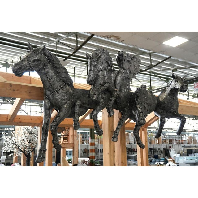 Galloping Horses Wall Sculpture in Burnished Cast Aluminum For Sale - Image 4 of 8