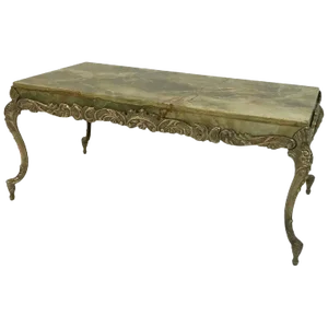 1950s Vintage Hollywood Regency Onyx and Cast Bronze Cocktail Table
