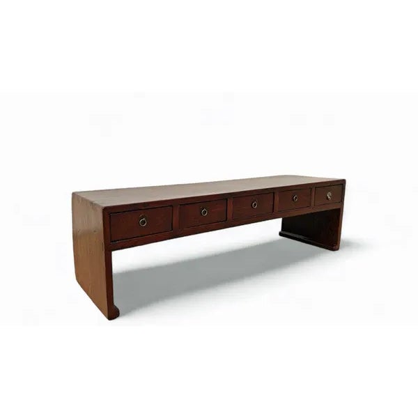 Low Console Sofa Back Table With 5 Drawers | Chairish