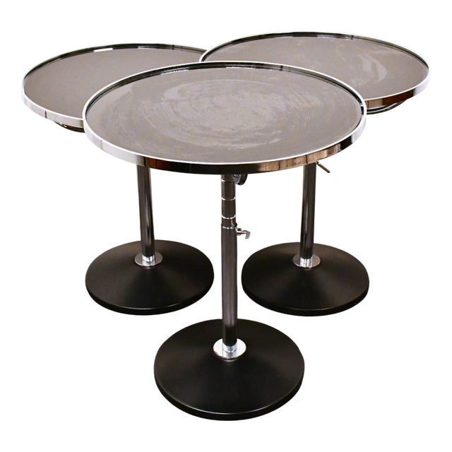 Swedish Adjustable Glass and Chrome Steel Side Table Model Pronto from Dux, 1990s, Set of 3 For Sale