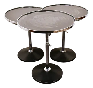 Swedish Adjustable Glass and Chrome Steel Side Table Model Pronto from Dux, 1990s, Set of 3