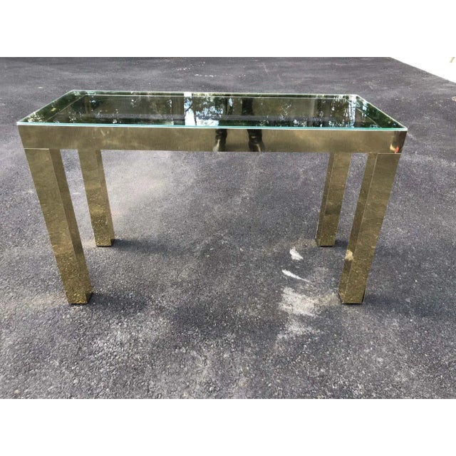 Mid-Century Modern Brass and Glass Console For Sale - Image 4 of 12