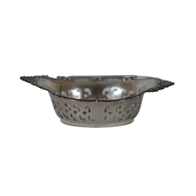 Traditional Vintage Gorham Sterling Silver 4780/3 Reticulated Scalloped Nut Bone Dish For Sale - Image 3 of 12