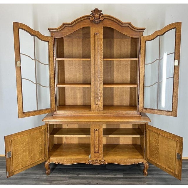 Vintage French Louis XVI Style Oak Display Bookcase For Sale - Image 11 of 12