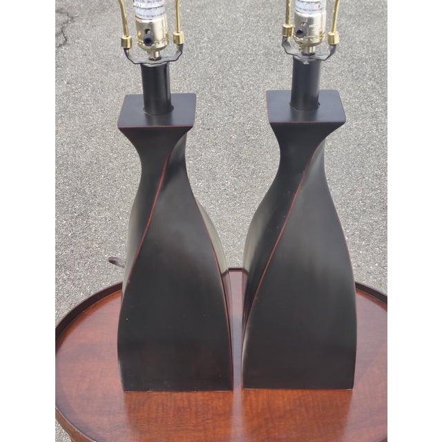 Late 20th Century Late 20th Century Contemporary Polyresin Table Lamps - a Pair For Sale - Image 5 of 7