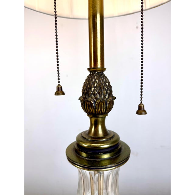 1970’s Stiffel Hollywood Regency Brass & Crystal Table Lamps For Sale - Image 11 of 12