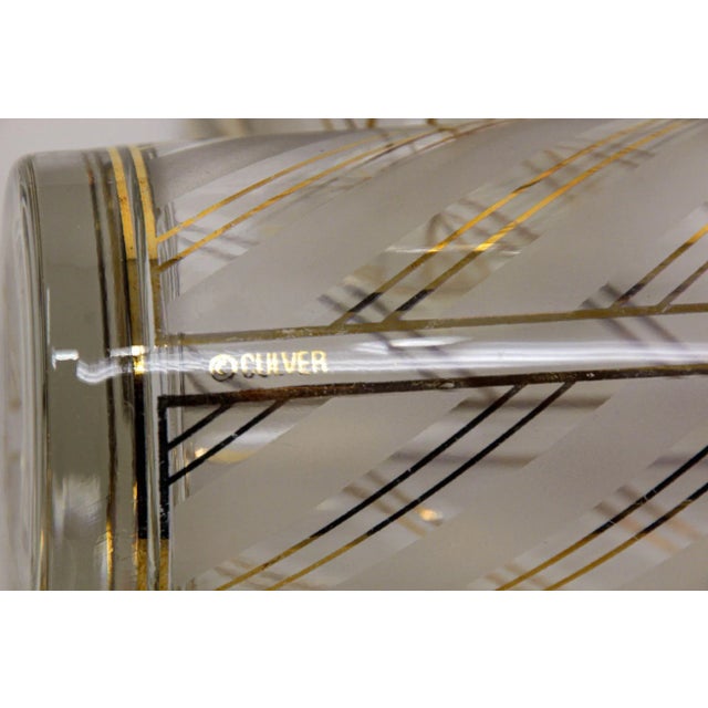 Mid 20th Century Vintage Art Deco Culver Gold Striped Set of 2 High Ball Tumblers For Sale - Image 5 of 13