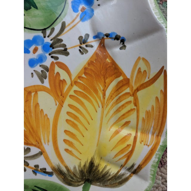 Vintage Italian Nove Rose Handpainted Botanical Floral Porcelain Ceramic Decorative Plate 13 X 13 For Sale In Charlotte - Image 6 of 11