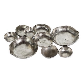 Kenneth Ludwig Chicago Cluster of Nine Serving Bowls - Nickel / Round For Sale