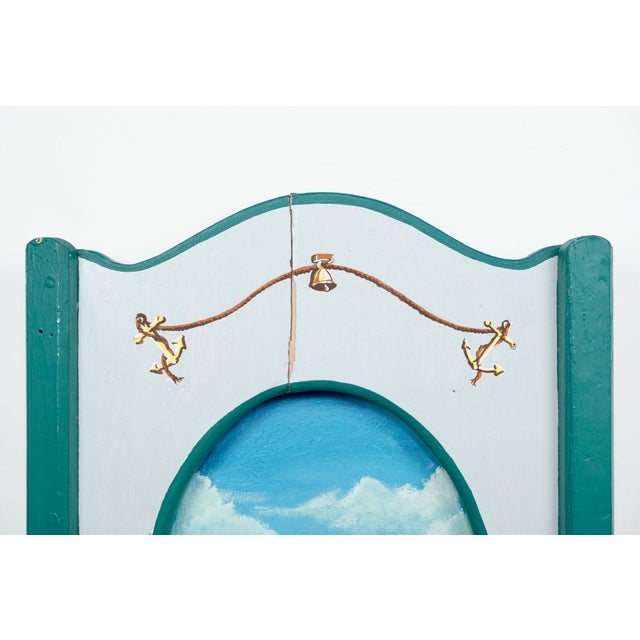 Blue Late 20th Century Pair of Hand Painted Sailboat White & Blue Wood Wall Art Pieces For Sale - Image 8 of 16