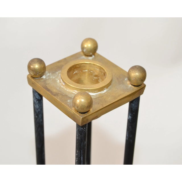 Mid-Century Modern Brass & Black Enamel Candle Holders, Candlesticks, Set of 3 For Sale - Image 10 of 13