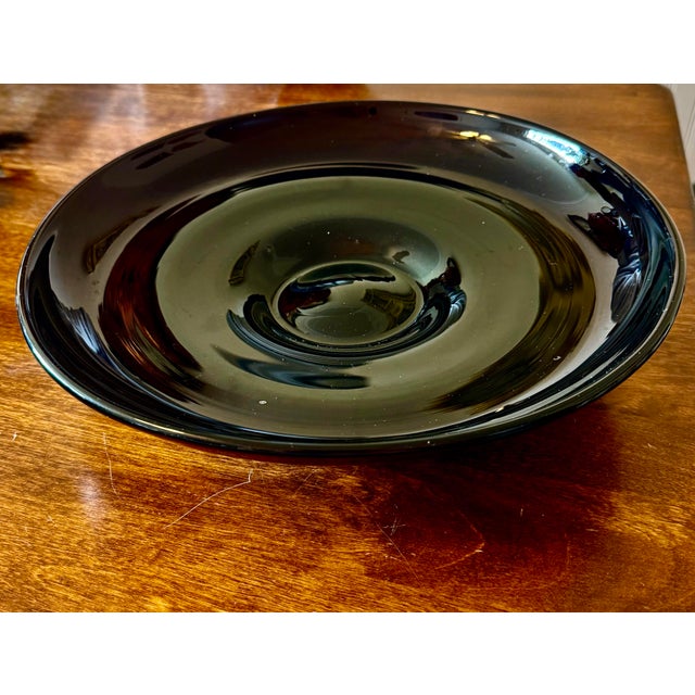 Mid 20th Century Mid 20th Century Blenko Hand Blown Black Amethyst Console Bowl For Sale - Image 5 of 12