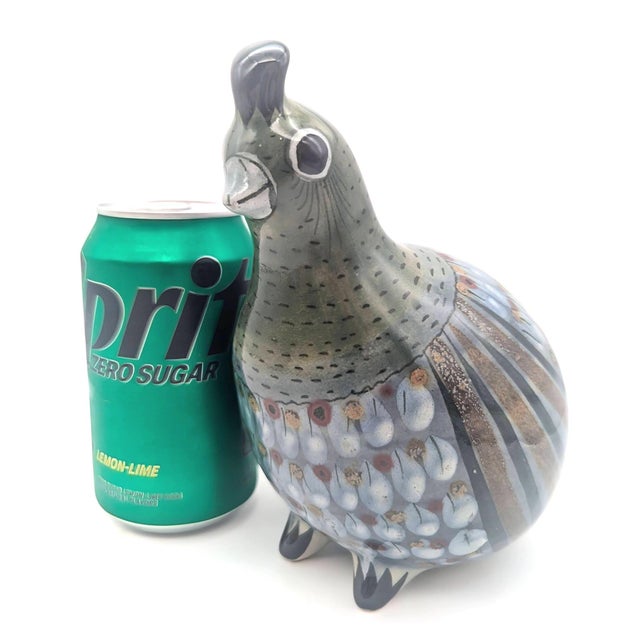 Slate Gray 1970s Tonalá Mexico "El Palomar" Ceramic Quail Figurine by Ken Edwards For Sale - Image 8 of 11