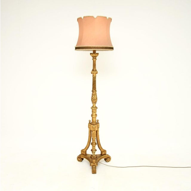 Beige Antique Victorian Gilt Wood Floor Lamp, 1890s For Sale - Image 8 of 8