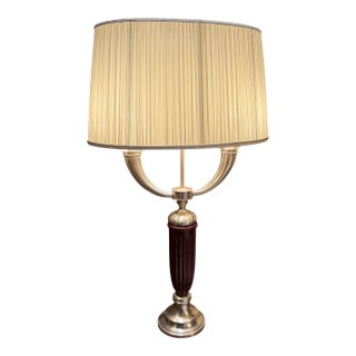 1990s Ruhlmann Style Art Deco Red & Silver Candelabra Form Table Lamp 1 of 2 - 1 of 2 For Sale
