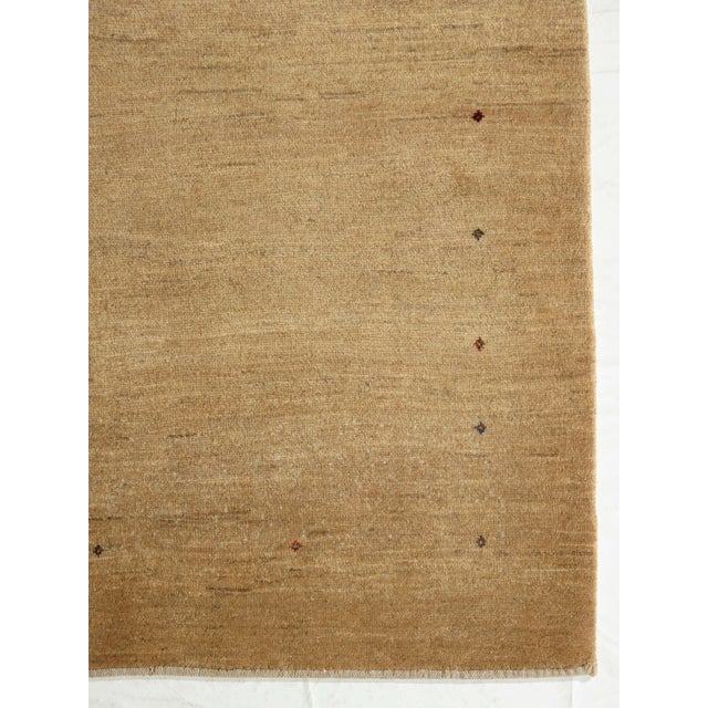 1980s Hand-Knotted Persian Tribal Gabbeh Wool Rug 4'11" X 6'3" For Sale - Image 4 of 5