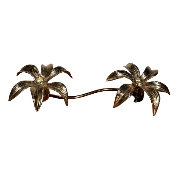 Vintage Floral Wall Lamp in Brass For Sale