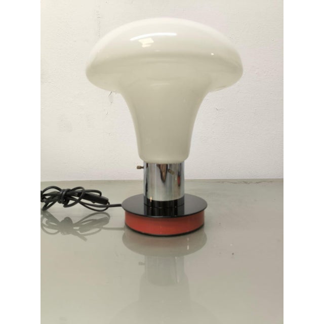 Space Age White Glass Table Lamp, 1970s, in Very Good conditions. Designed 1970 to 1979 European Plug (up to 250V).The...