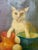 Horacio R. Rocha Painting of Girl With Cat 1940's For Sale - Image 12 of 14