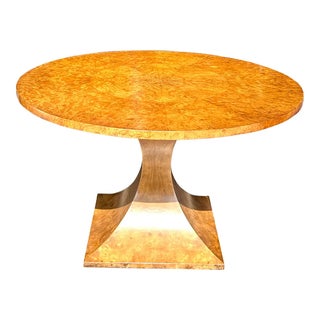 Vintage William Sonoma Home Round Burl-Wood 48" Pedestal Dining Table For Sale
