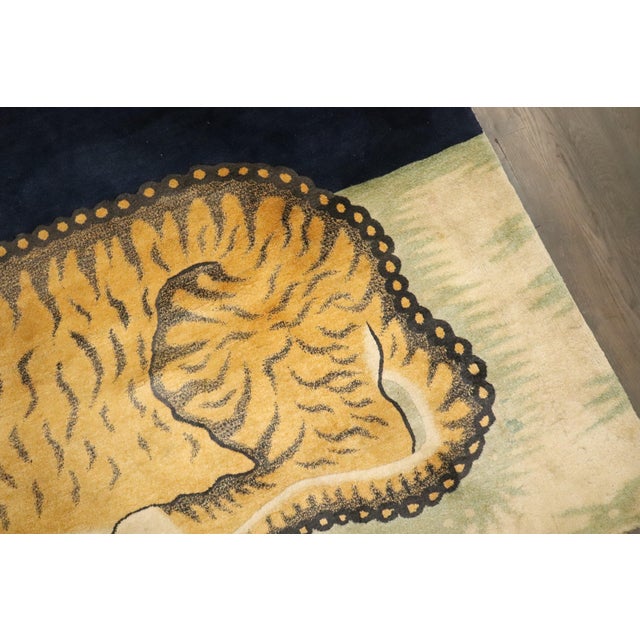 Rare Antique Zabihi Collection Tiger Large Rug - 4' x 6' For Sale - Image 4 of 12
