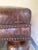 Spanish Colonial Style Embossed Leather Ottoman With Bun Feet For Sale In Los Angeles - Image 6 of 12
