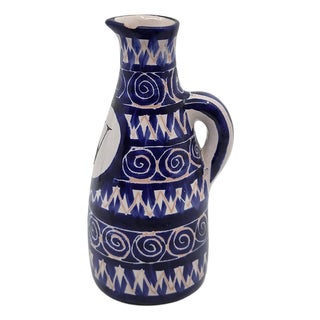 Cobalt Blue Ceramic Bottle by Robert Picault, France, 1950 For Sale
