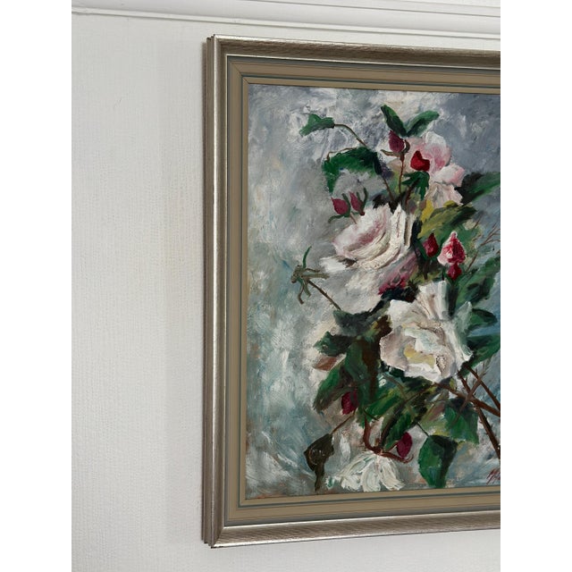 M. Hellberg, Flower Still Life, 1960s, Oil on Canvas, Framed For Sale - Image 6 of 14