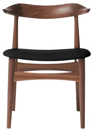 Cow Horn Chair in Walnut and Black Leather by Warm Nordic