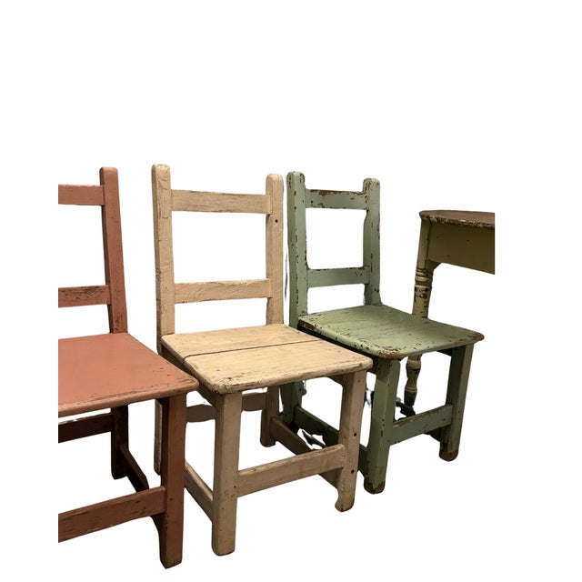 1940s 1940s Shabby Chic Vintage Farm Table W/ 4 Farm Chairs Dining Set For Sale - Image 5 of 5