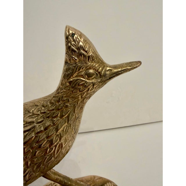 Mid-Century Modern Vintage Mid Century Brass Roadrunner Bird Sculpture For Sale - Image 3 of 12