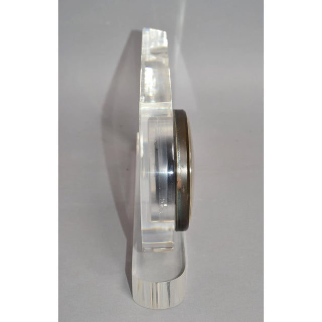 Metal Michael F. Cox Reverse Carved Lucite Desk Clock Queen Elizabeth 2 Cruise Ship 95 For Sale - Image 7 of 13